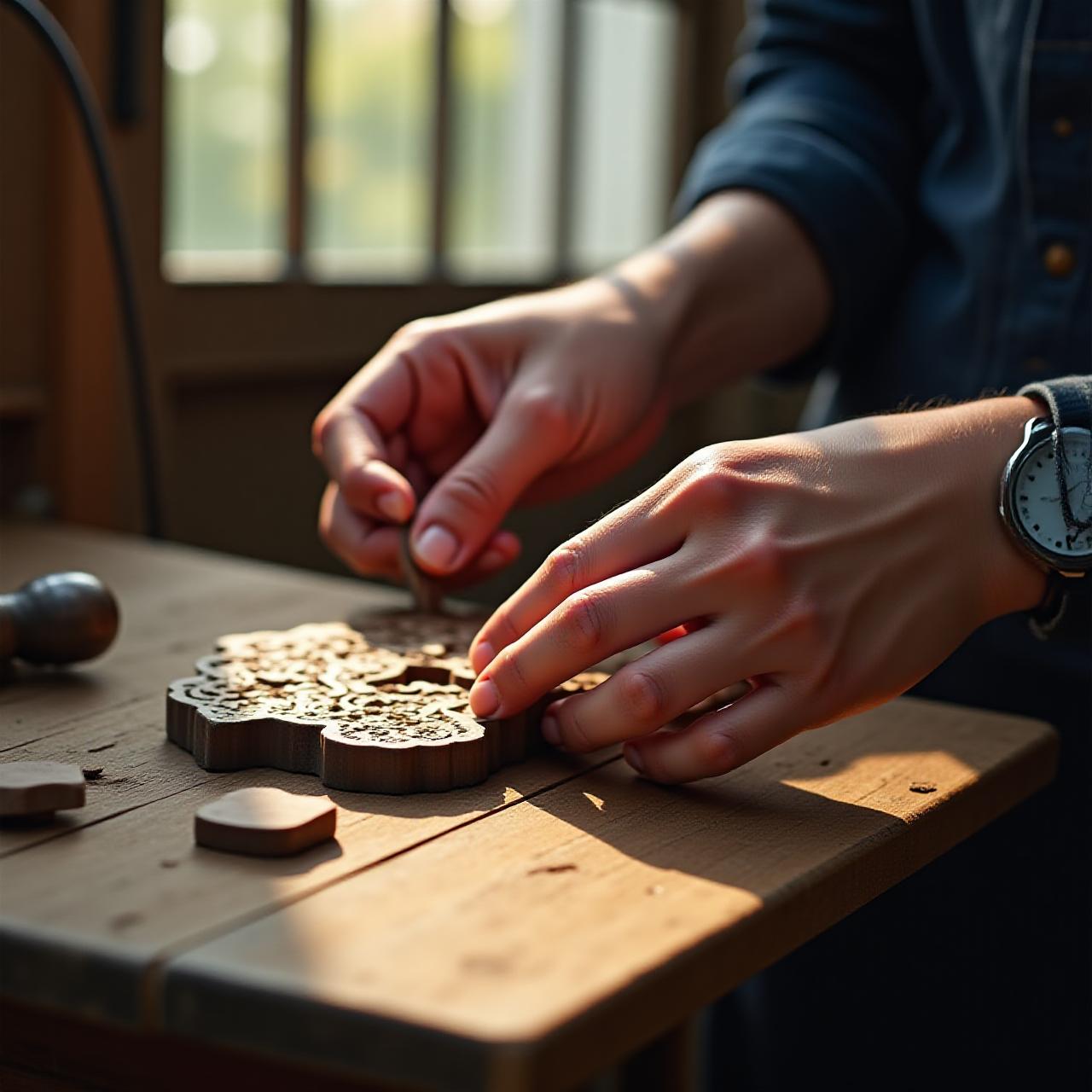 伝統的な工芸体験風景